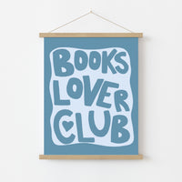 Books Lover Club Wall Art – Blue Aesthetic Print