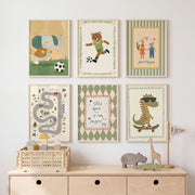 Sporty Animal Playroom – Set de 6 pósters