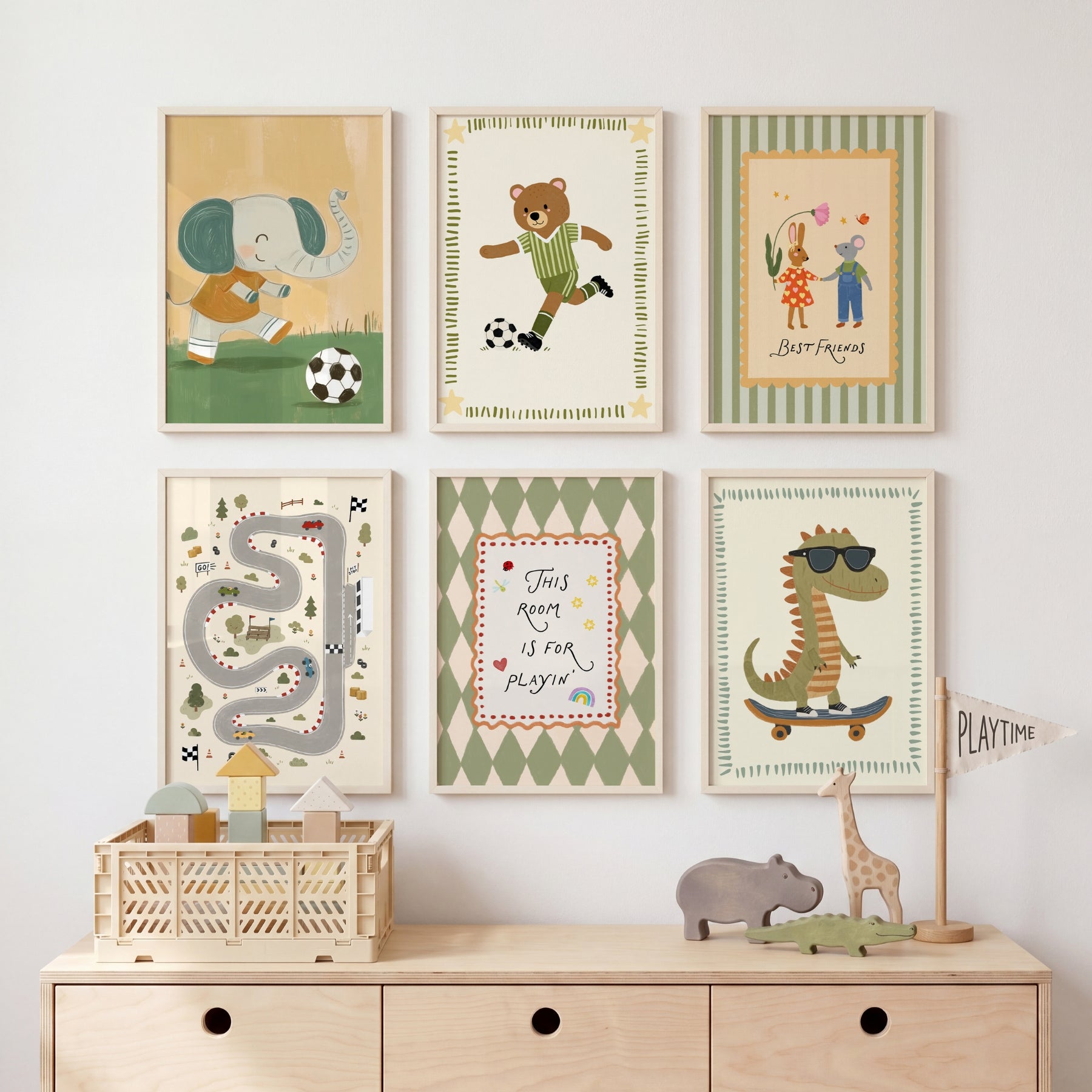 Boy Nursery Wall Art Set of 6