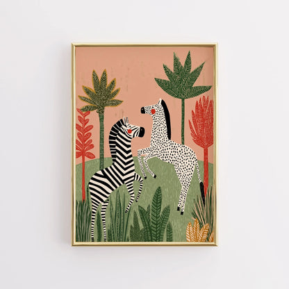 Zebra Wall Art – Whimsical Jungle Animal Print