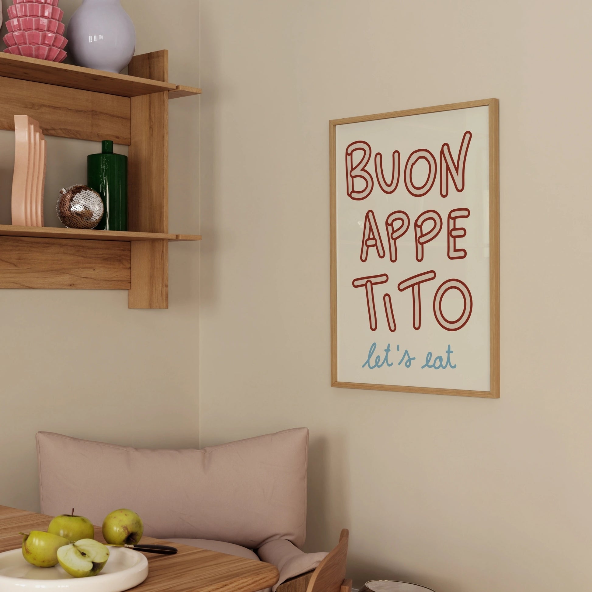 Decorazione murale per la tavola da pranzo italiana – Stampa di pasta, vino e cucina