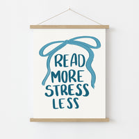 Lee Más, Estrés Menos Arte de Pared – Póster Azul para Amantes de los Libros