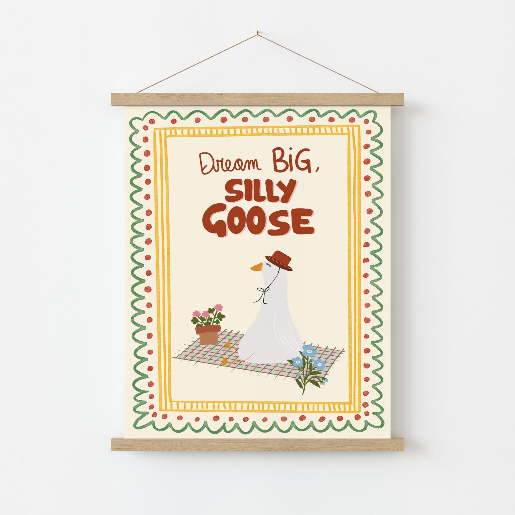 Silly Goose Nursery Print - Dream Big Animal Wall Art for Kids