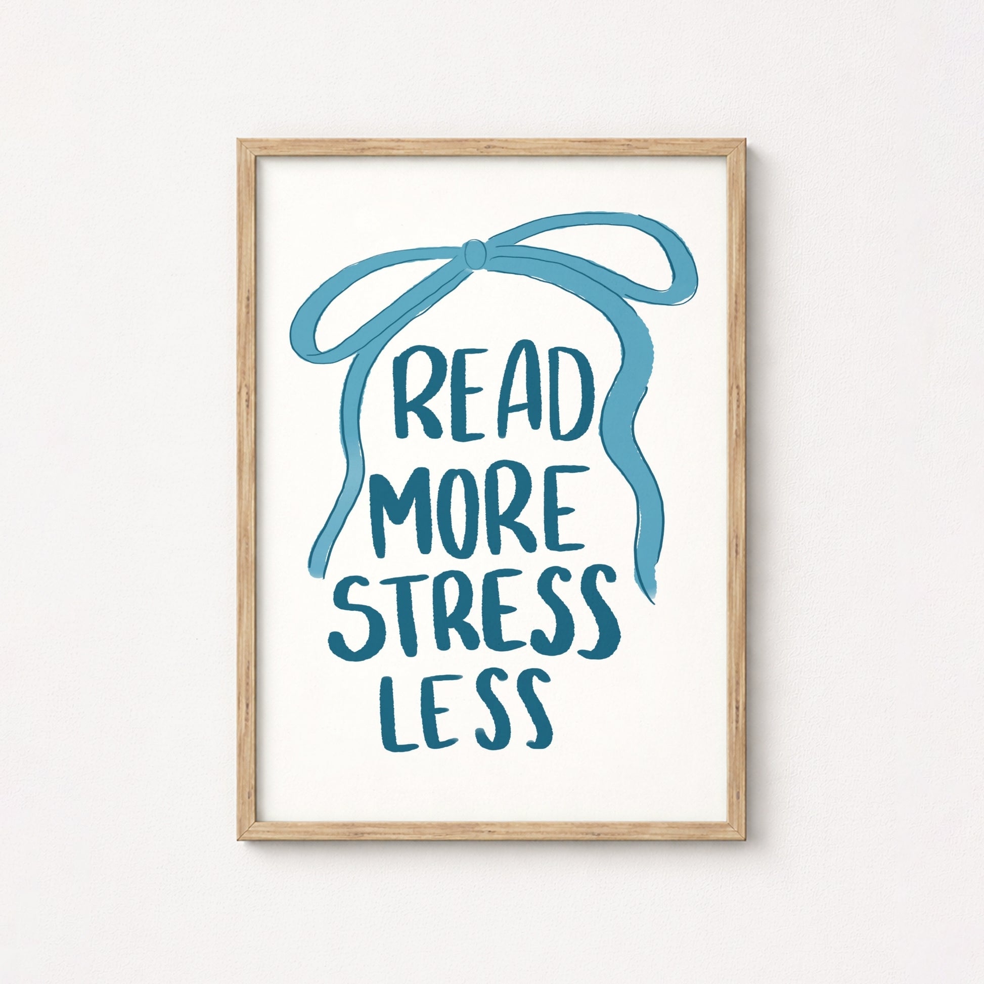 Lee Más, Estrés Menos Arte de Pared – Póster Azul para Amantes de los Libros