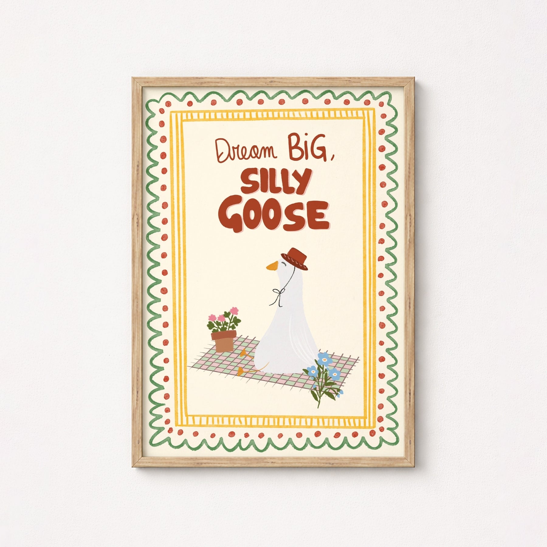 Silly Goose Nursery Print - Dream Big Animal Wall Art for Kids