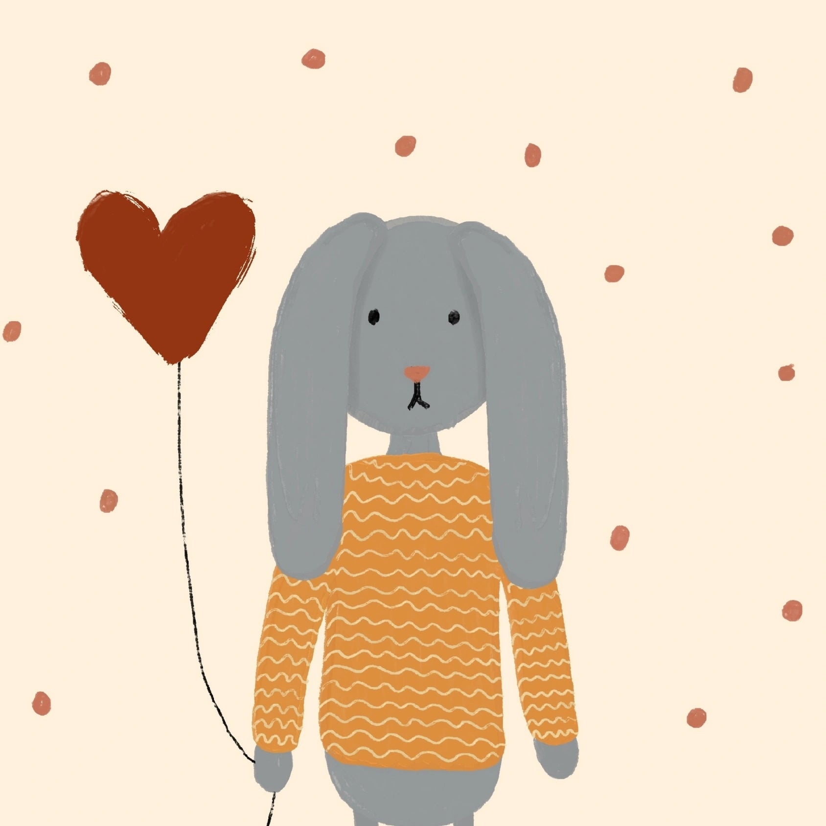 Bunny with Heart Balloon Nursery Print