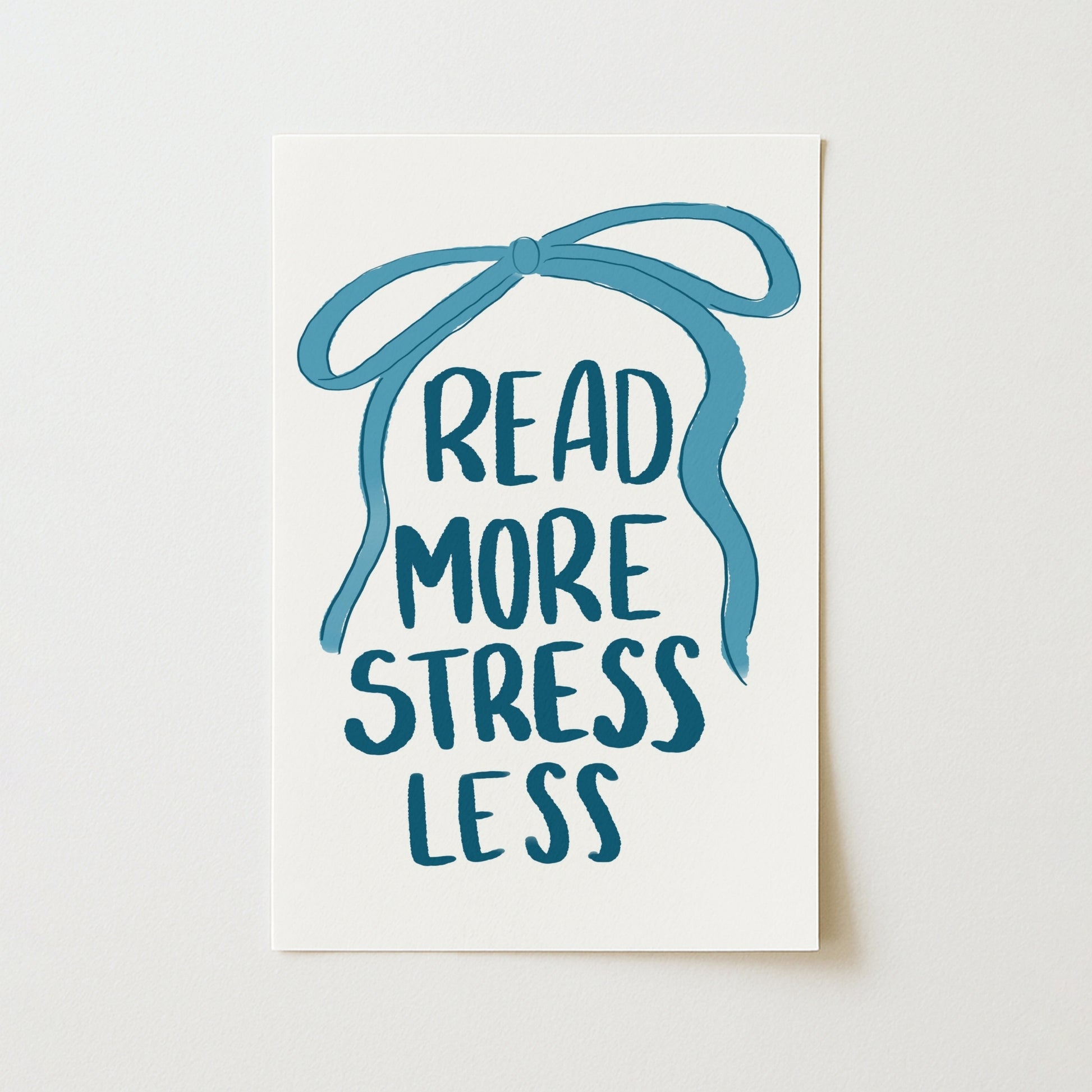 Lee Más, Estrés Menos Arte de Pared – Póster Azul para Amantes de los Libros