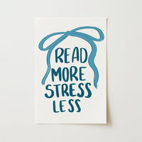 Lee Más, Estrés Menos Arte de Pared – Póster Azul para Amantes de los Libros