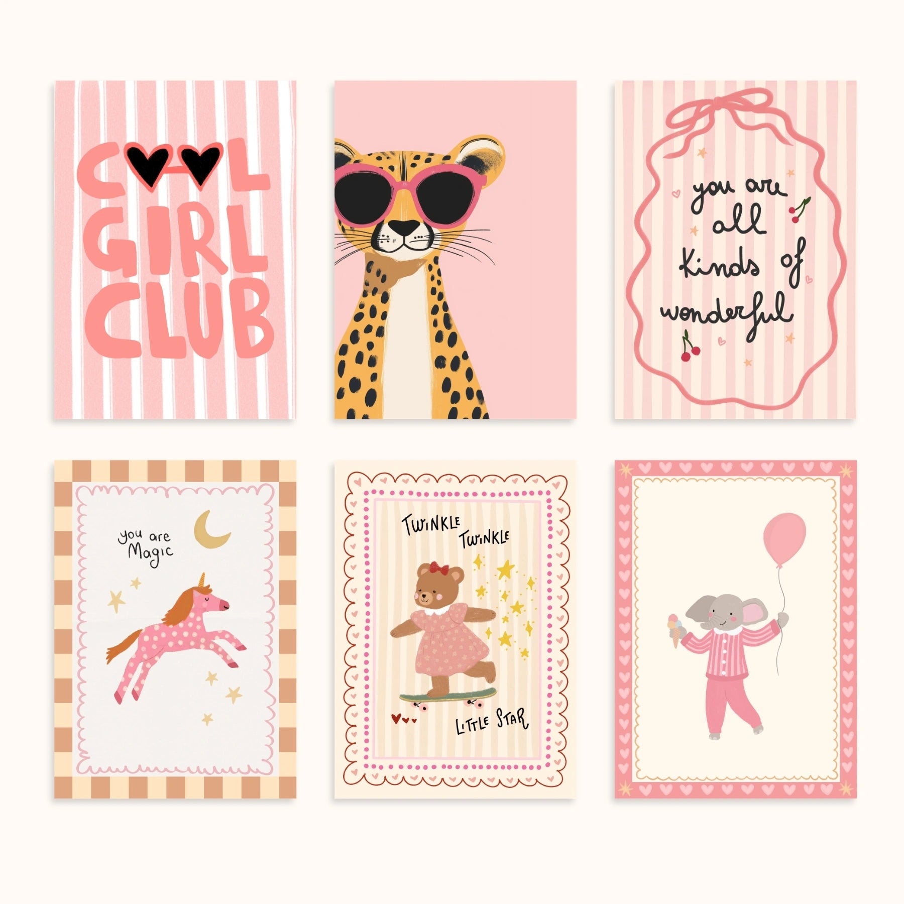 Girl Nursery Wall Art Set of 6