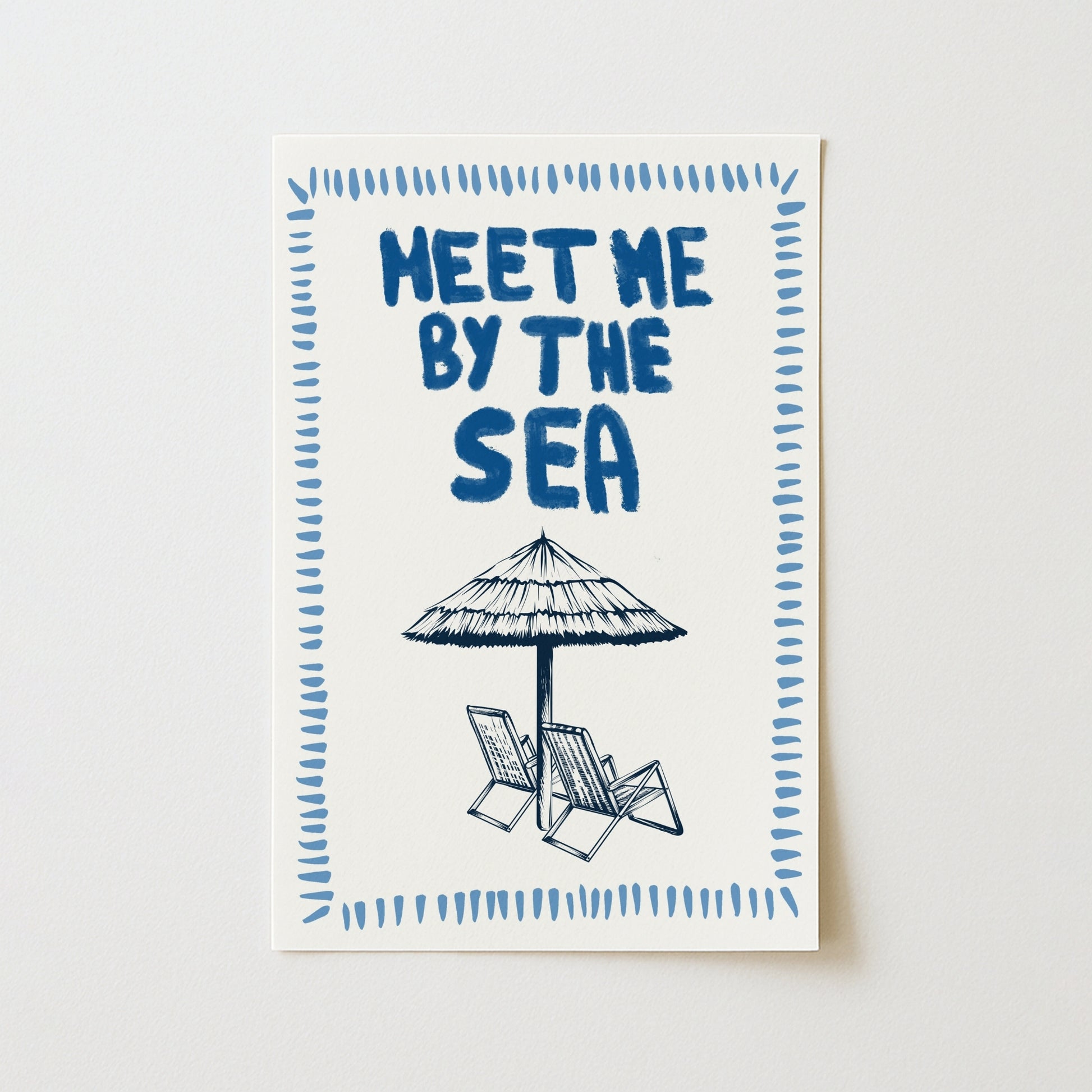 Meet Me by the Sea Print - Beach Umbrella Wall Art