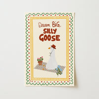 Silly Goose Nursery Print - Dream Big Animal Wall Art for Kids