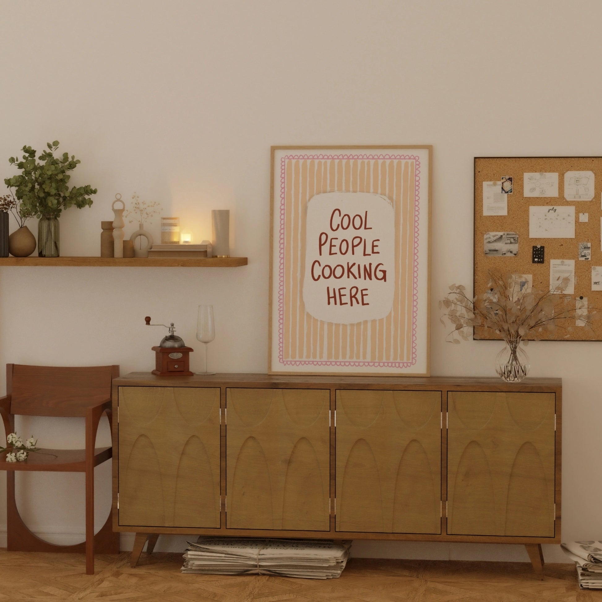 Decorazione murale per la tavola da pranzo italiana – Stampa di pasta, vino e cucina