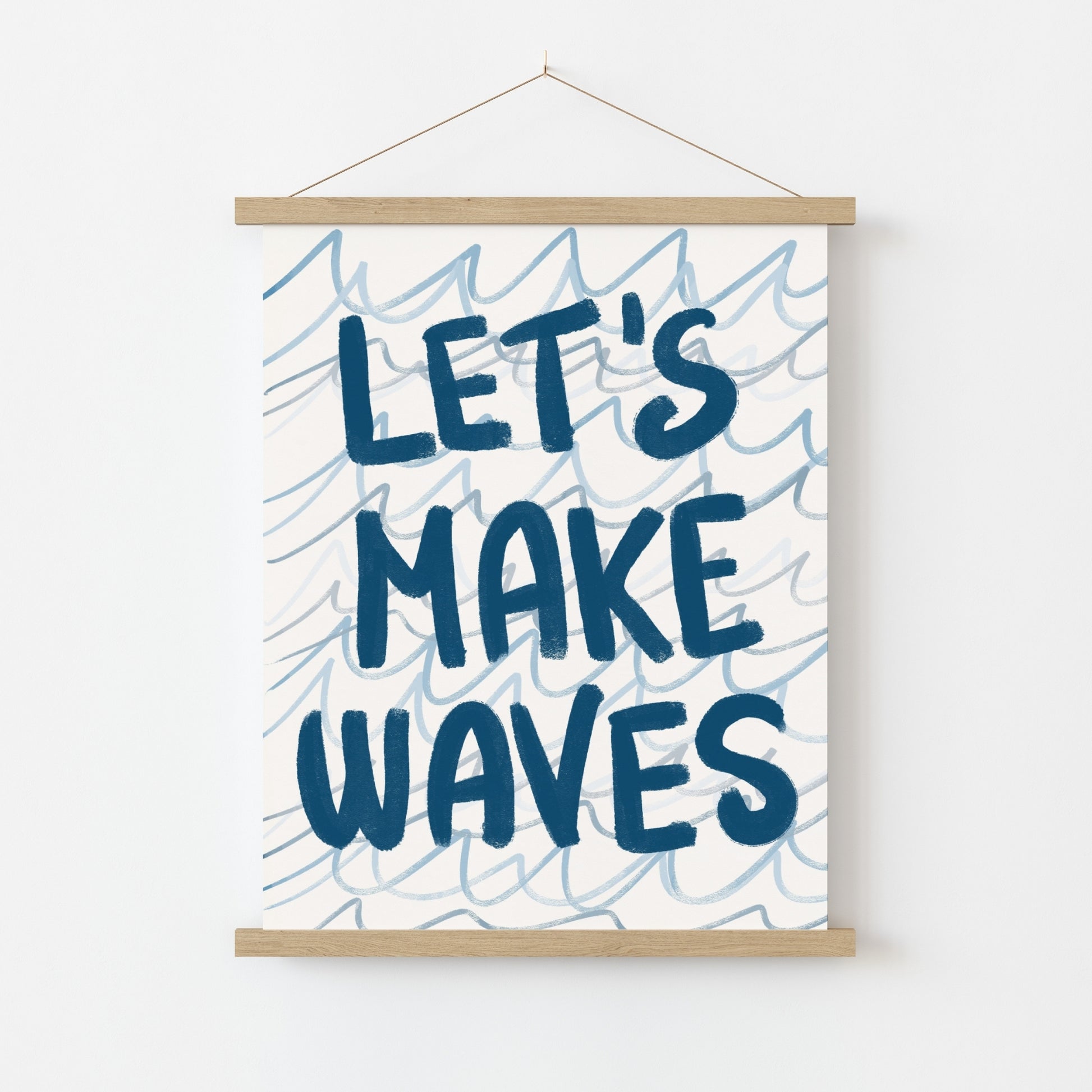 Let's Make Waves Wall Ar - Summer Coastal Print, Coastal Wall Decor