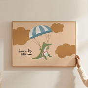 Dream Big Parachuting Crocodile – Nursery & Kids Wall Art
