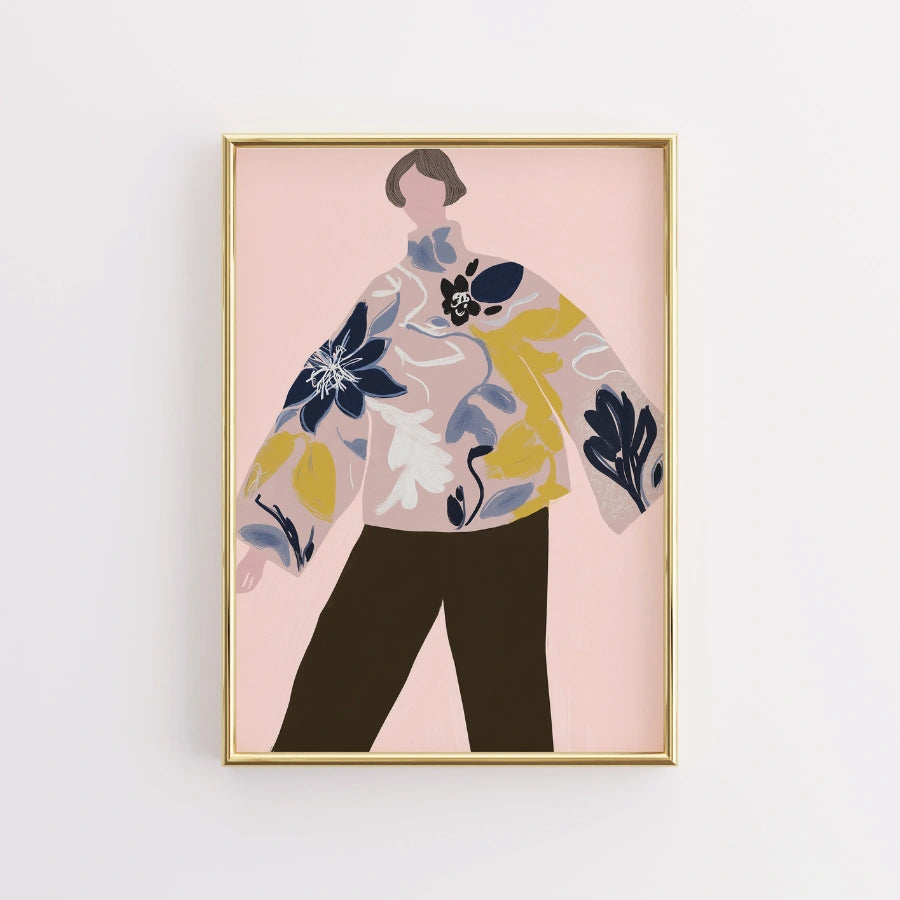 Floral Statement Boho Wall Art – Oversized Fashion Silhouette