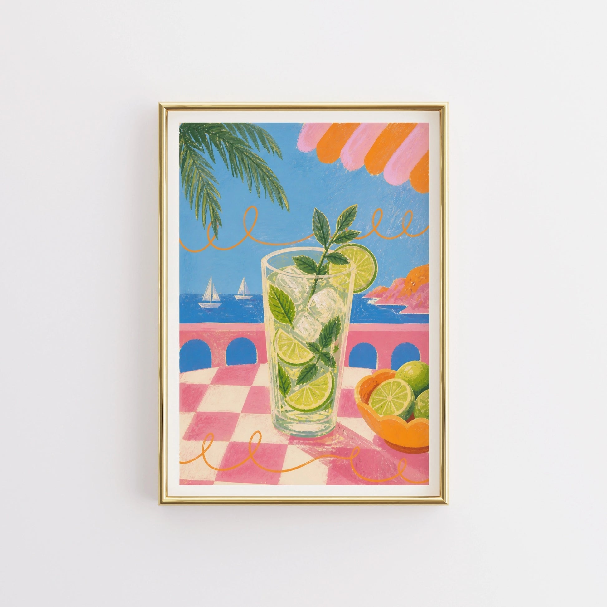 Stampa con mojito e lime