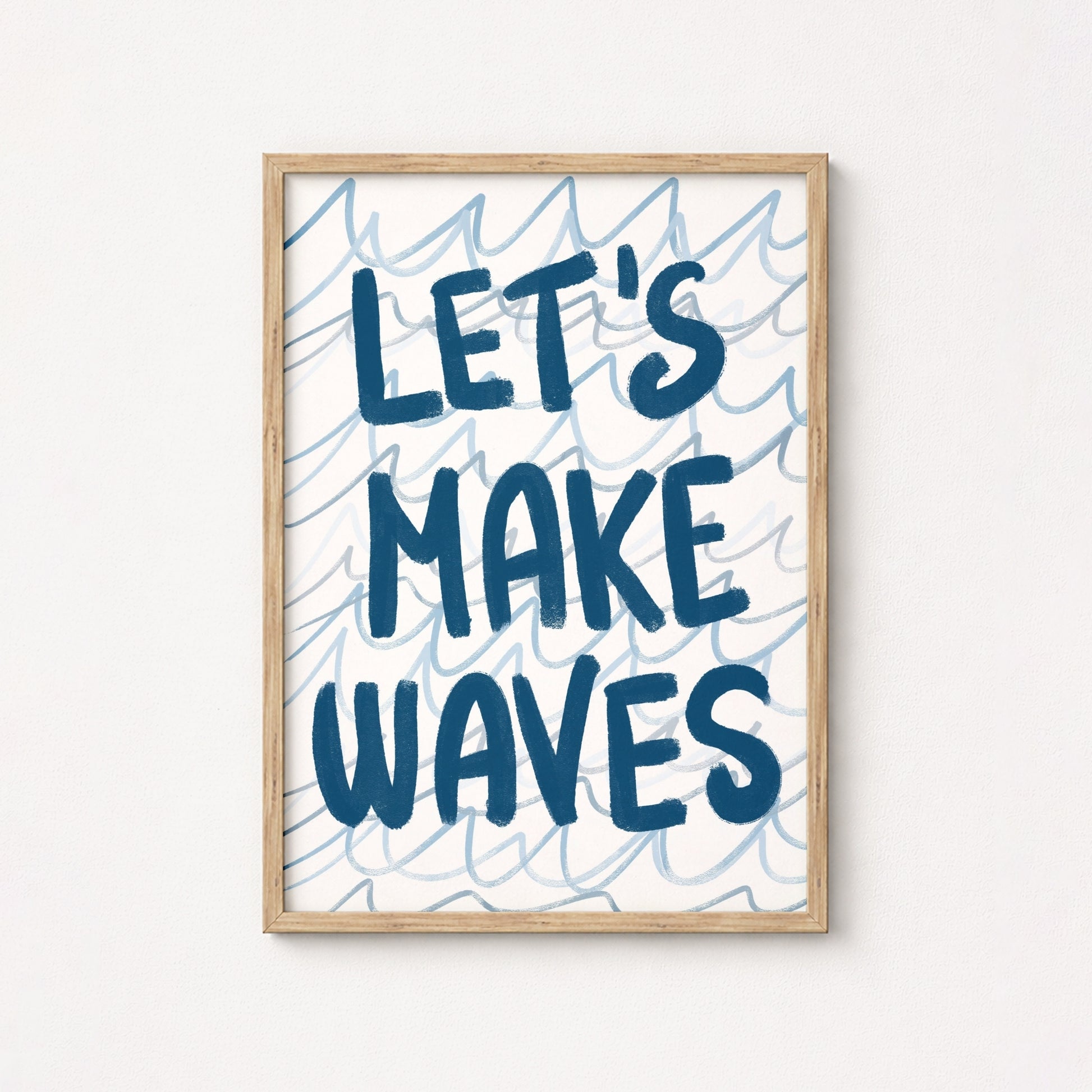 Let's Make Waves Wall Ar - Summer Coastal Print, Coastal Wall Decor