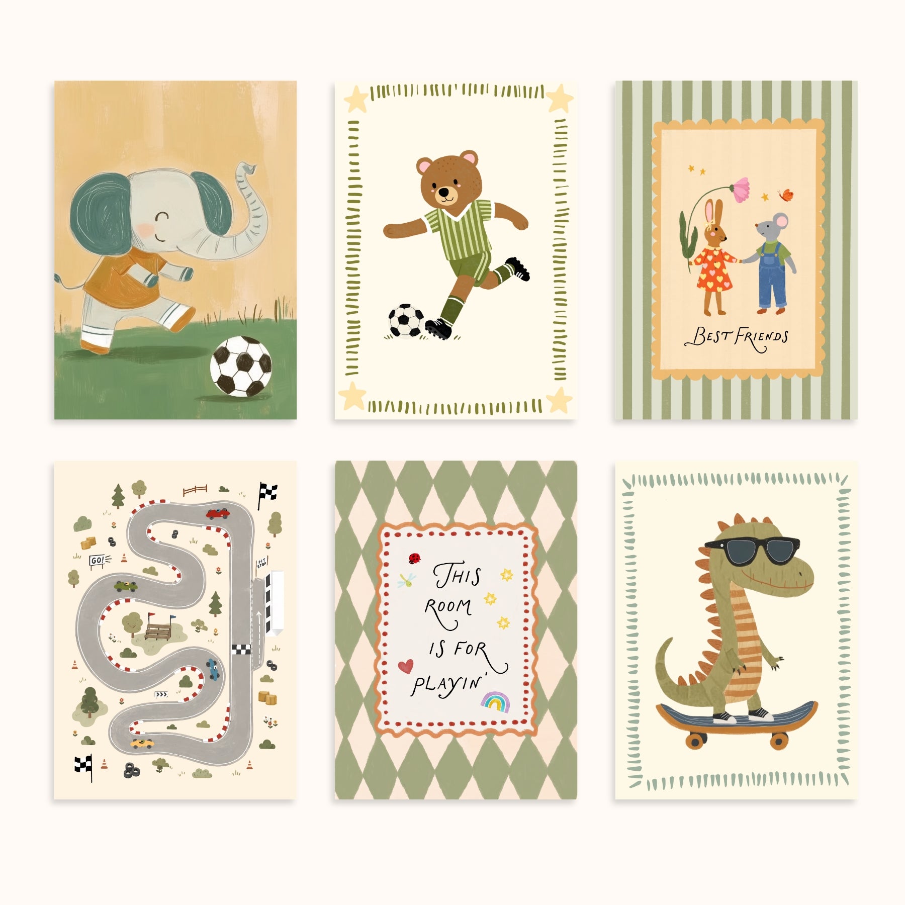 Boy Nursery Wall Art Set of 6