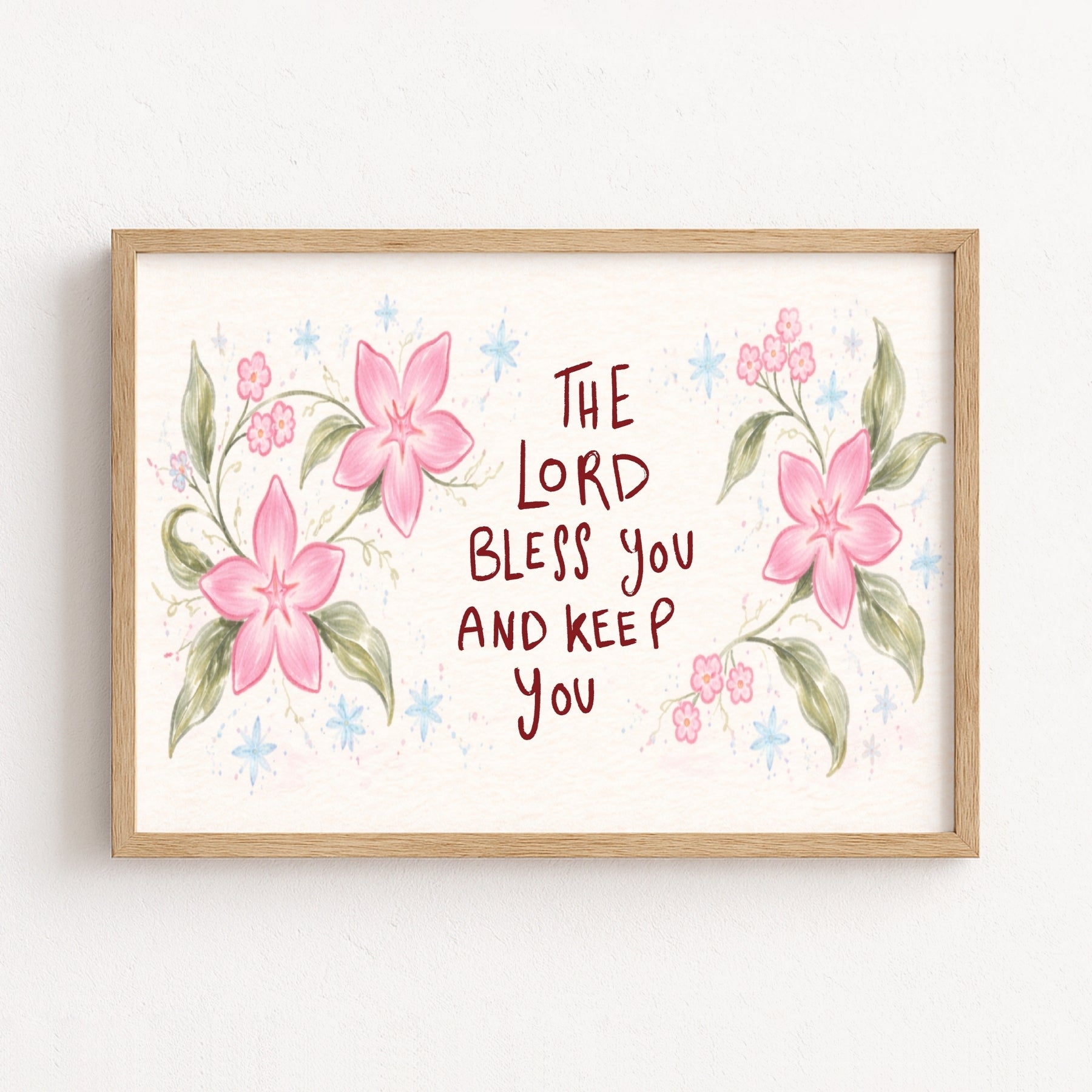 Floral Blessing Scripture Print