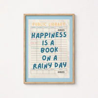 Book on a Rainy Day Print – Retro Library Wall Art