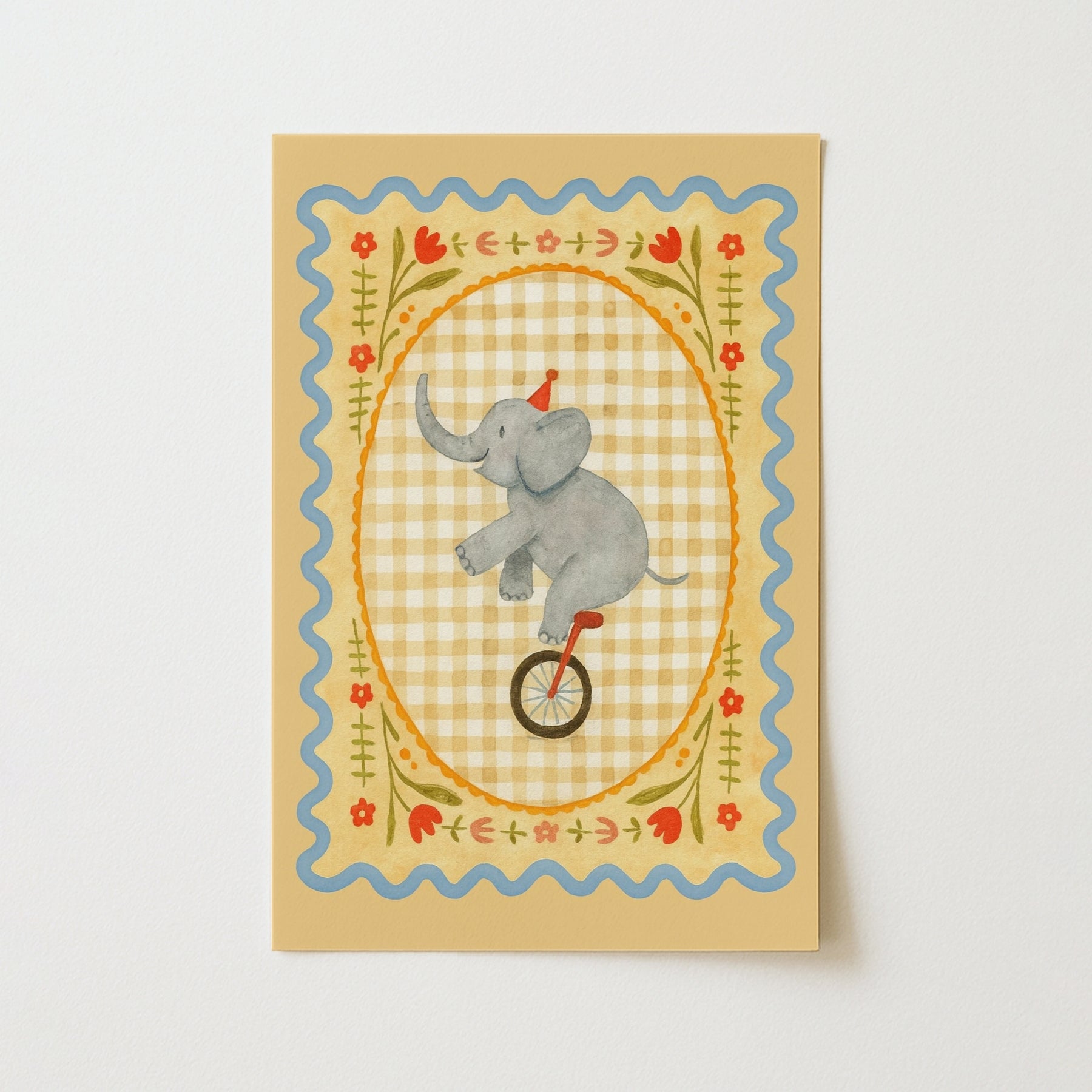 Stampa per cameretta con elefante da circo - Simpatica decorazione murale con animali