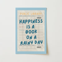 Book on a Rainy Day Print – Retro Library Wall Art