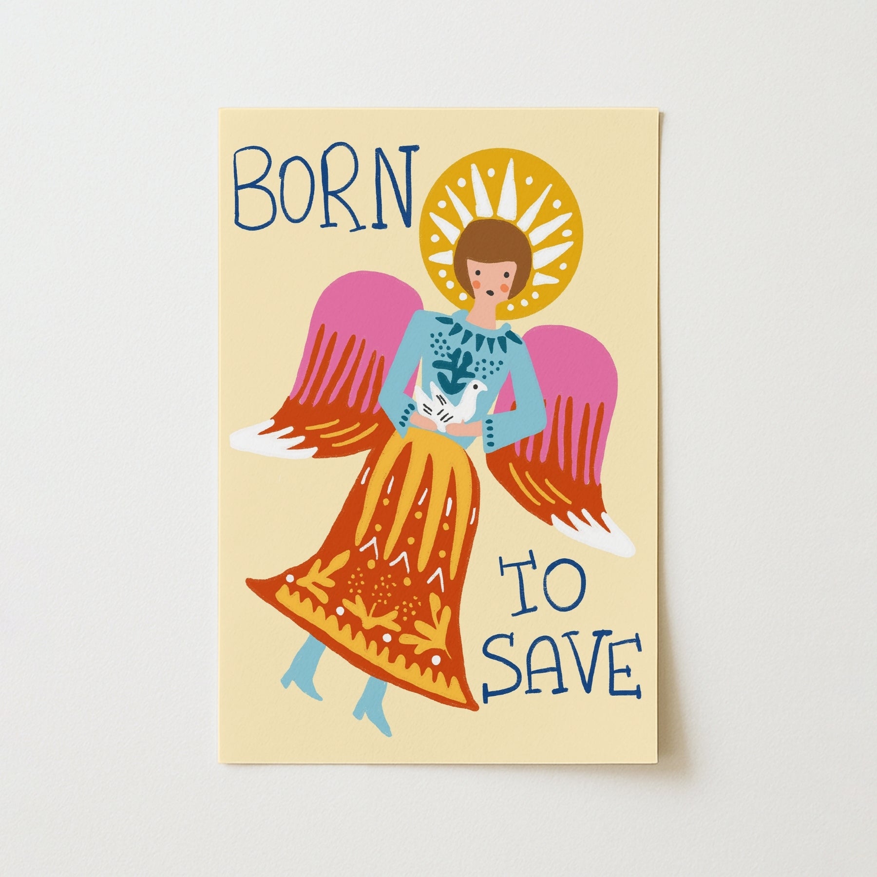 Born to Save Angel Print – Trendy Christian Wall Art