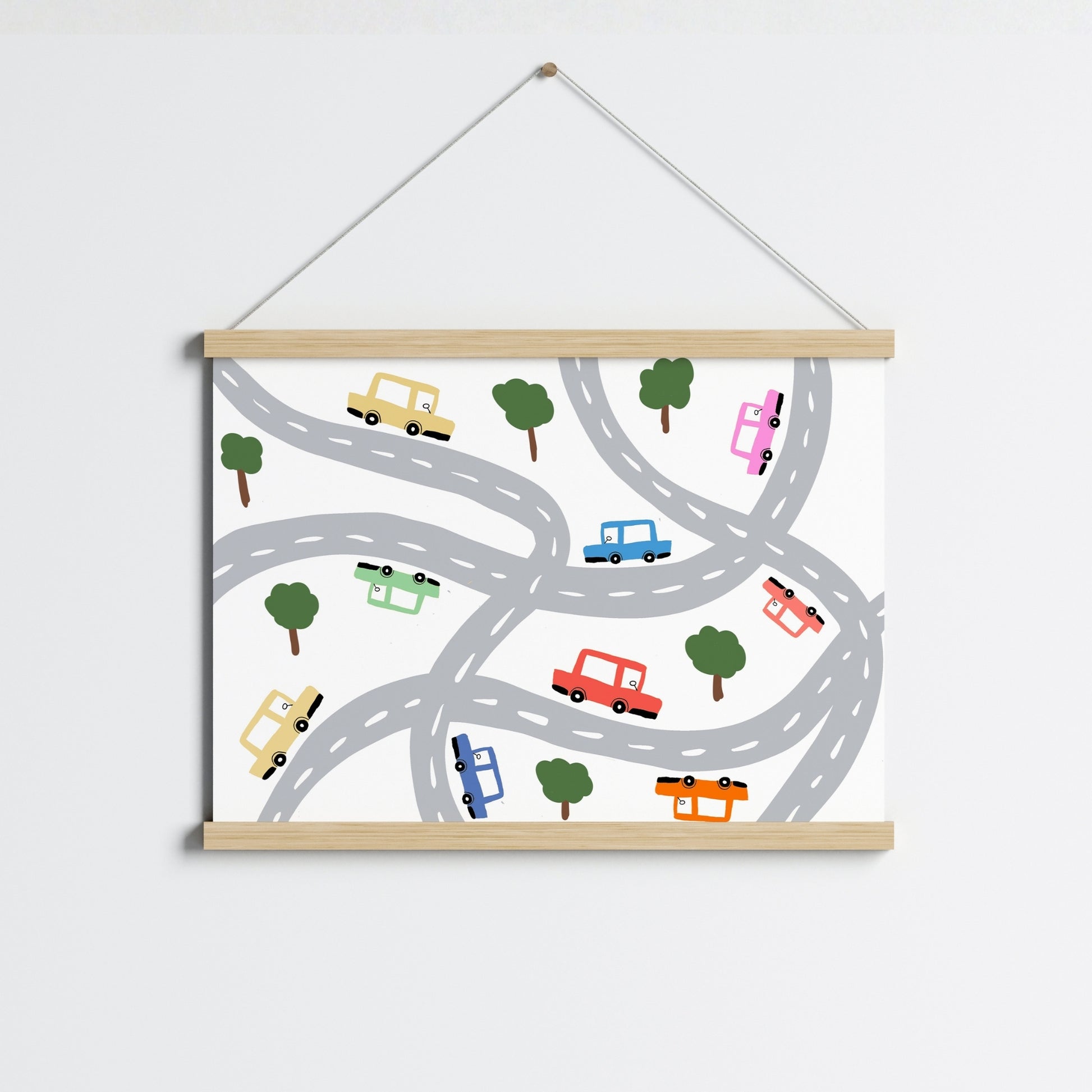 Stampa per bambini "Cars on the Road" - Simpatica decorazione murale con veicoli per bambini