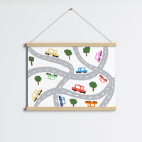 Stampa per bambini "Cars on the Road" - Simpatica decorazione murale con veicoli per bambini
