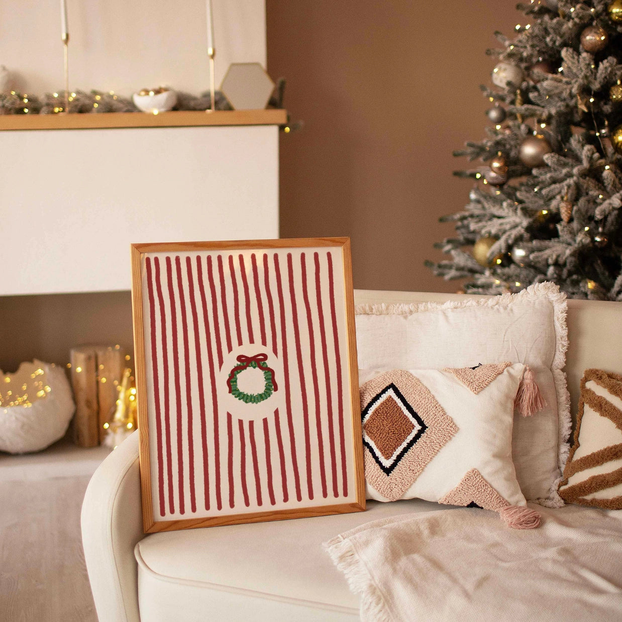 Striped Wreath Print