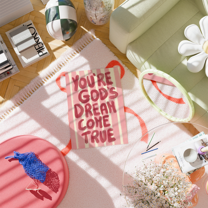 You’re God’s Dream Christian Wall Art – Pink Hand-Painted Bible Quote Print