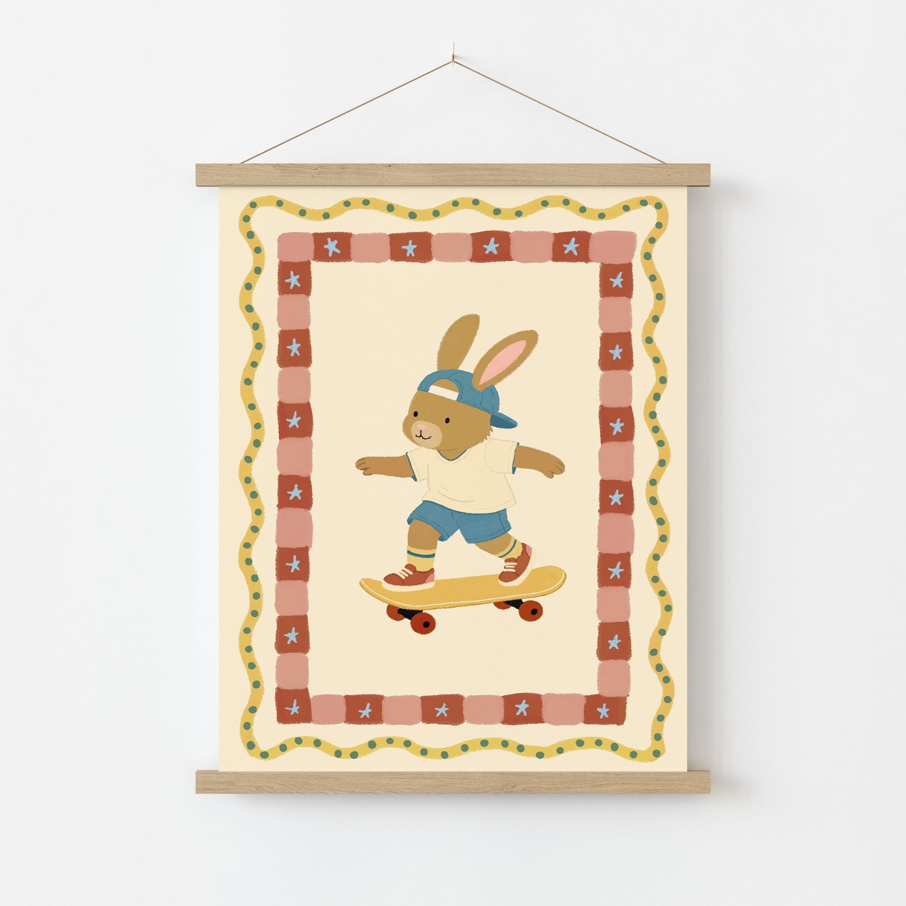 Skateboard Bunny Nursery Wall Art