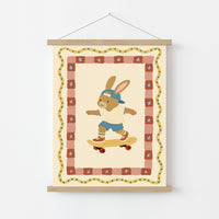 Skateboard Bunny Nursery Wall Art