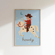 Howdy Cowboy on Horseback – Nursery & Kids Wall Art