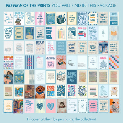 Handmade Blue Bookish Decor, over 100 prints