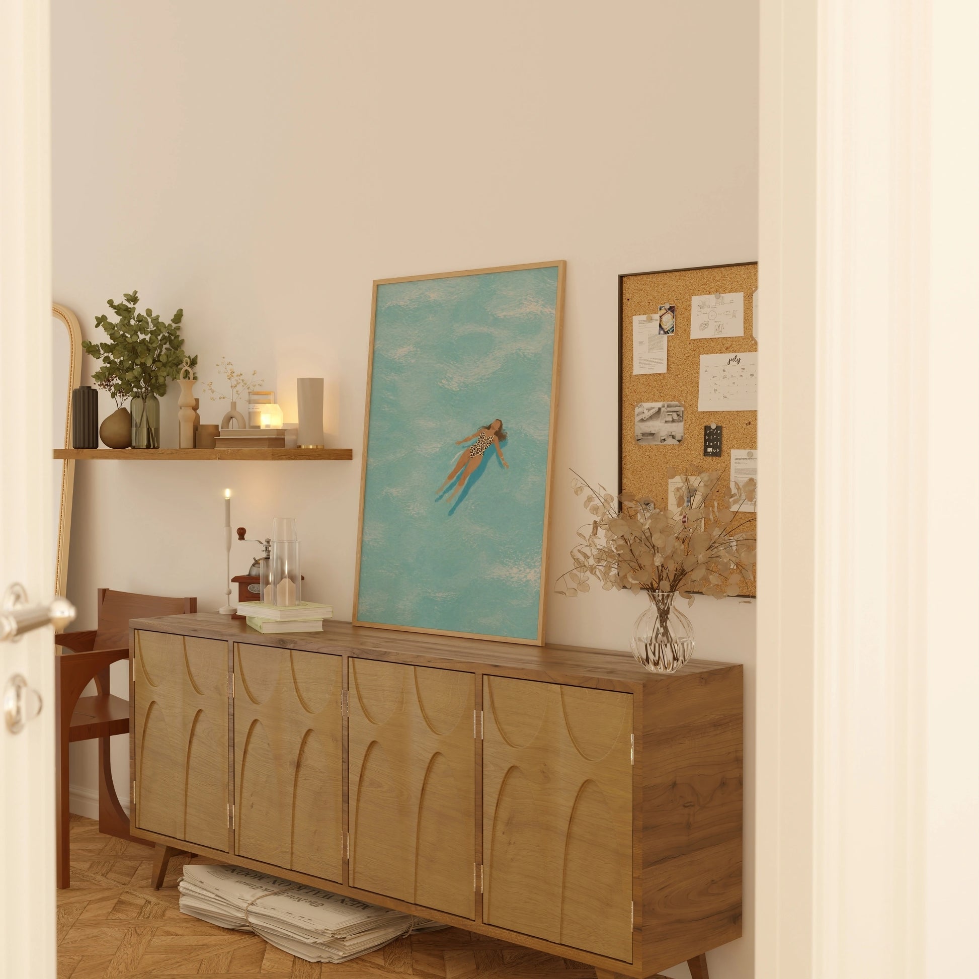Floating Woman Print, Coastal Wall Decor