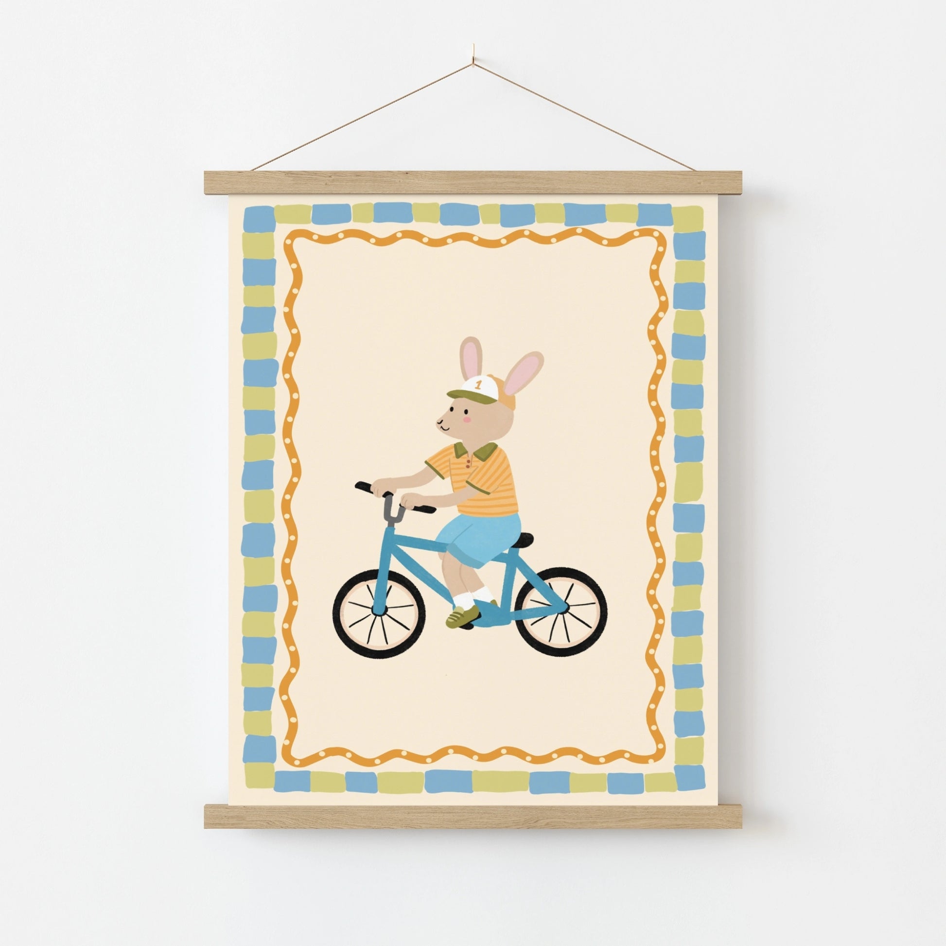 Bunny Bicycle Nursery Print