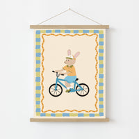 Bunny Bicycle Nursery Print