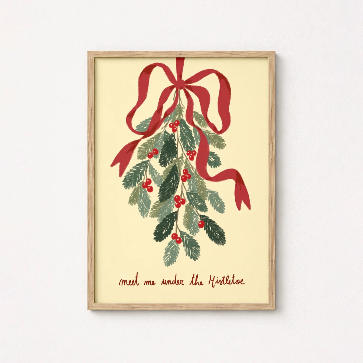 Christmas Mistletoe with Red Bow – Póster de Navidad
