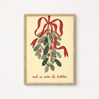 Christmas Mistletoe with Red Bow – Póster de Navidad