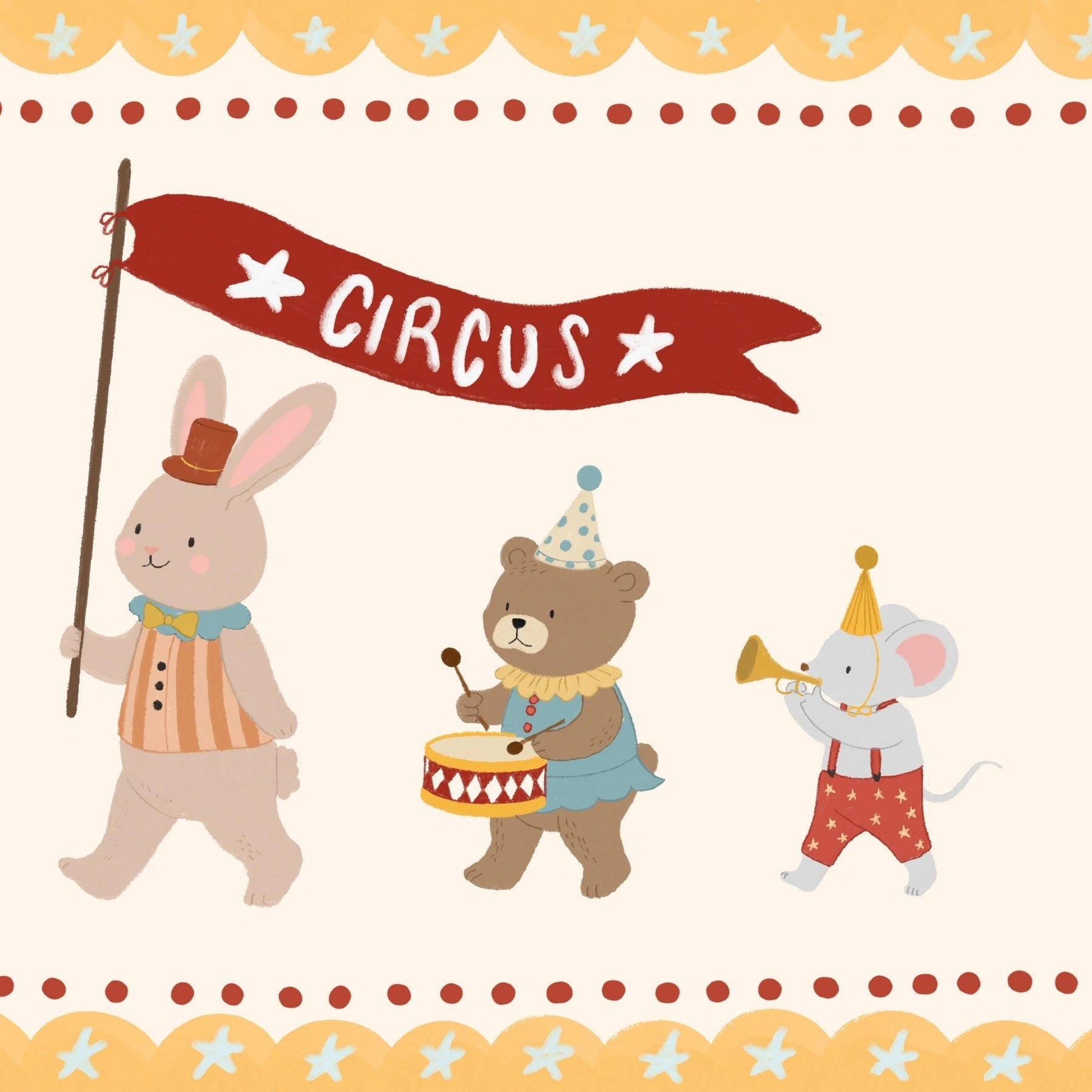 Whimsical Circus Animals Print, Circus Nursery Decor