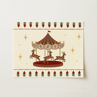 Vintage Christmas Reindeer Carousel – Póster de Navidad