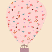 Pink Floral Hot Air Balloon – Nursery & Kids Wall Art