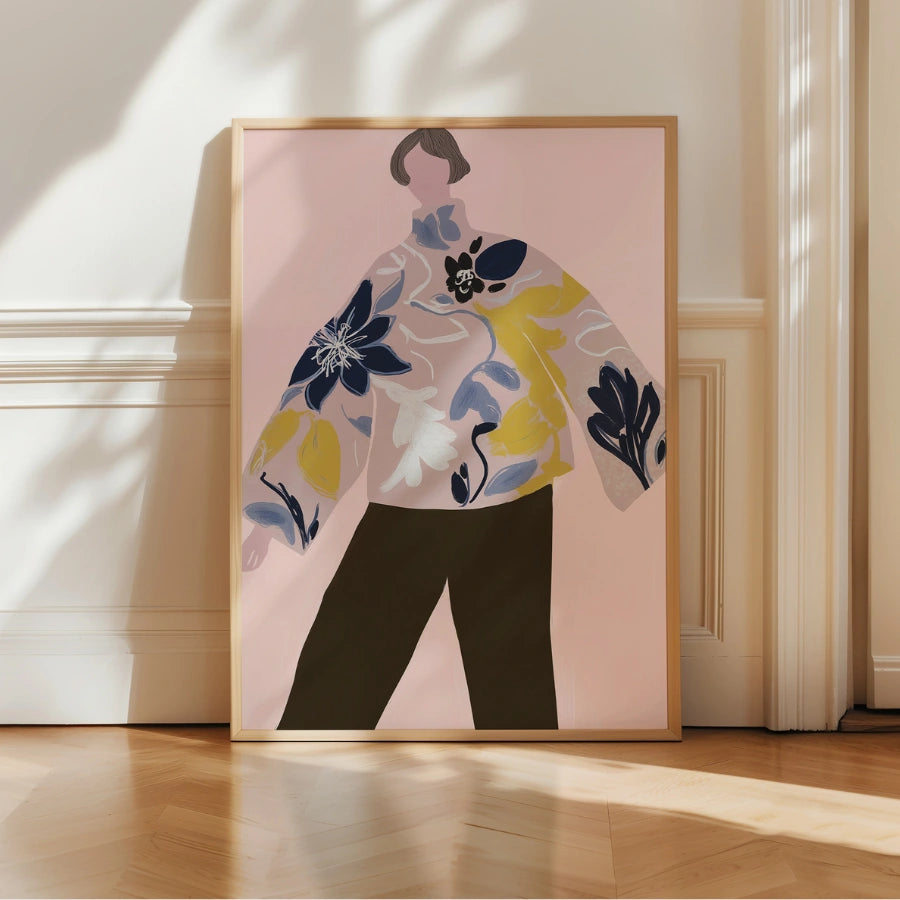 Floral Statement Boho Wall Art – Oversized Fashion Silhouette