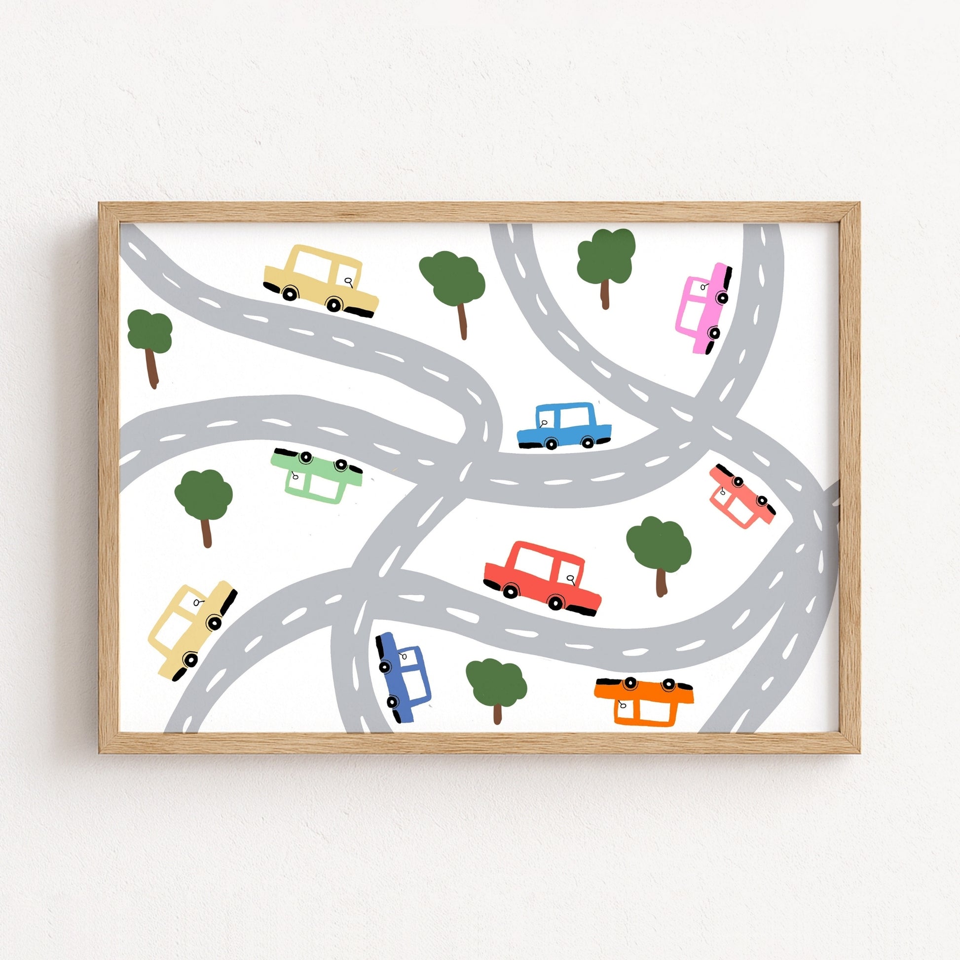 Stampa per bambini "Cars on the Road" - Simpatica decorazione murale con veicoli per bambini