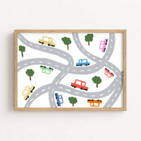 Stampa per bambini "Cars on the Road" - Simpatica decorazione murale con veicoli per bambini