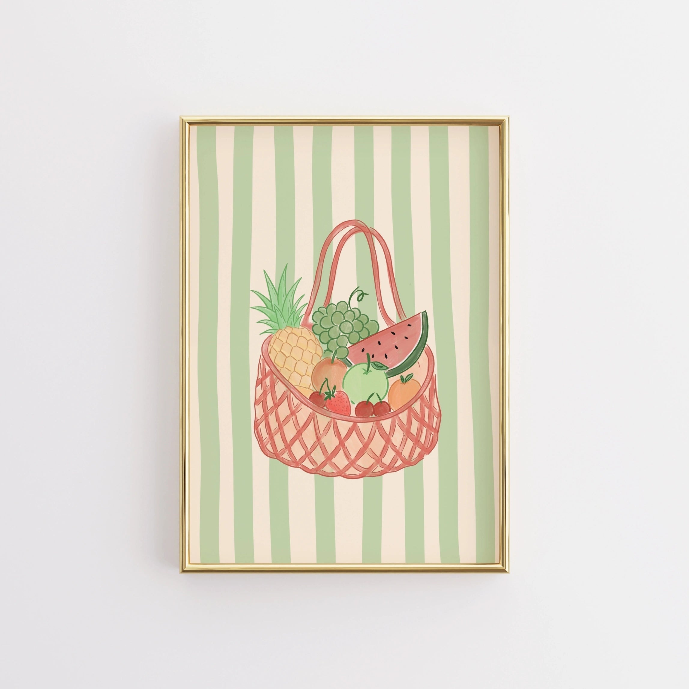 Arte De Pared De Cesta De Frutas De Verano