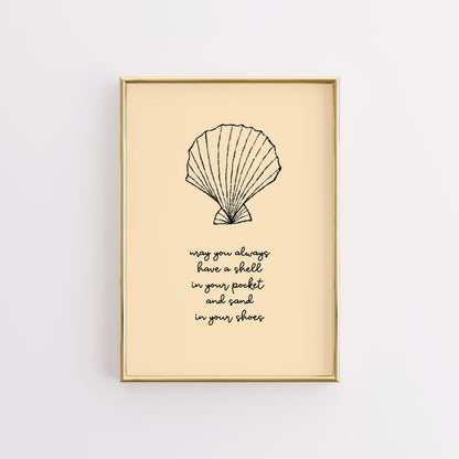 Yellow Shell Wall Art - Trendy Coastal Print