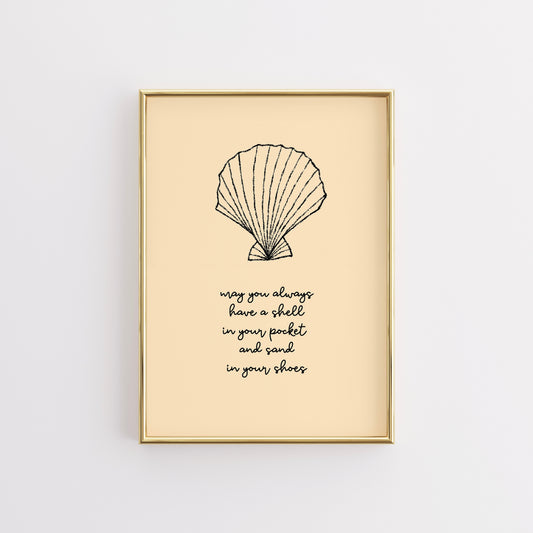 Yellow Shell Wall Art - Trendy Coastal Print