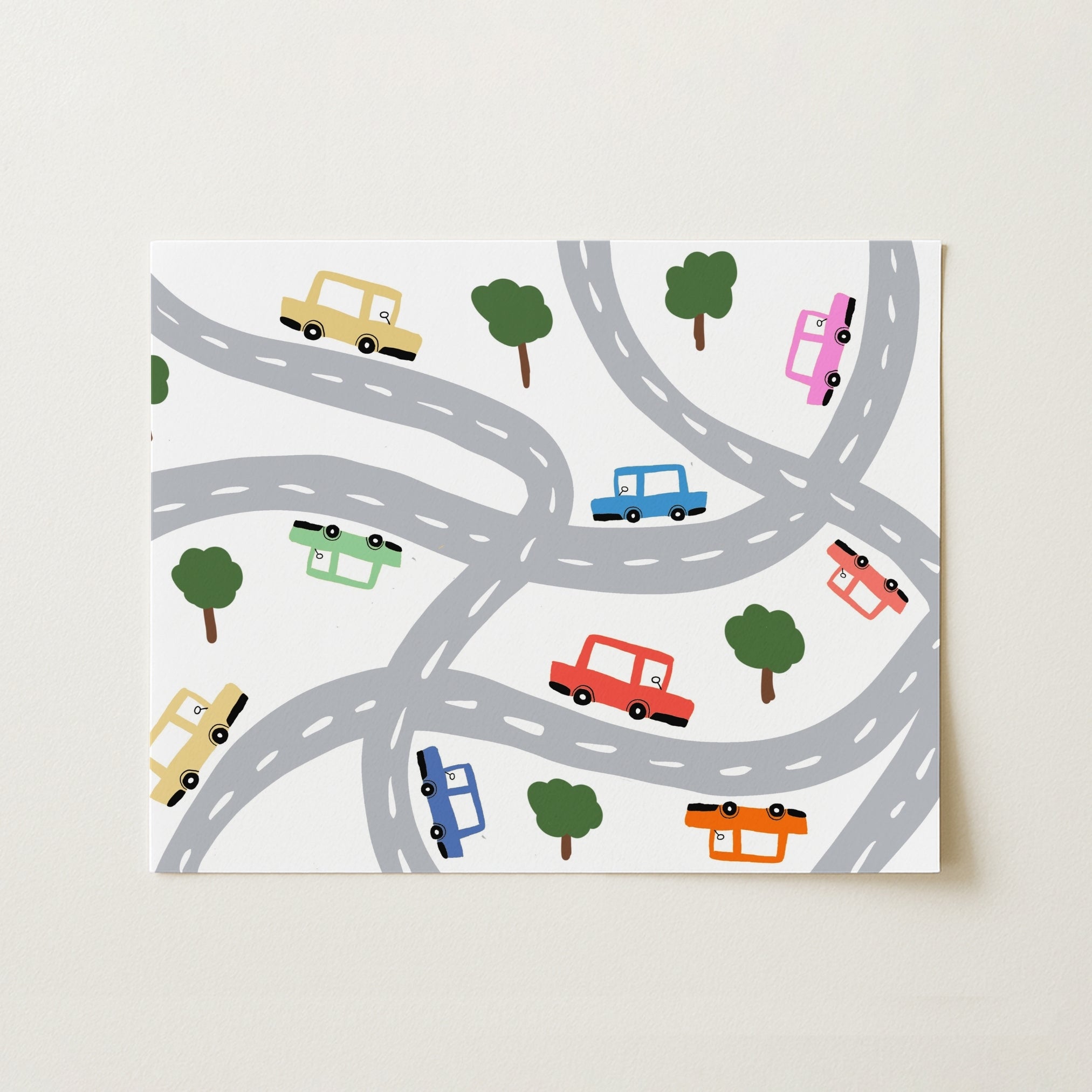 Stampa per bambini "Cars on the Road" - Simpatica decorazione murale con veicoli per bambini